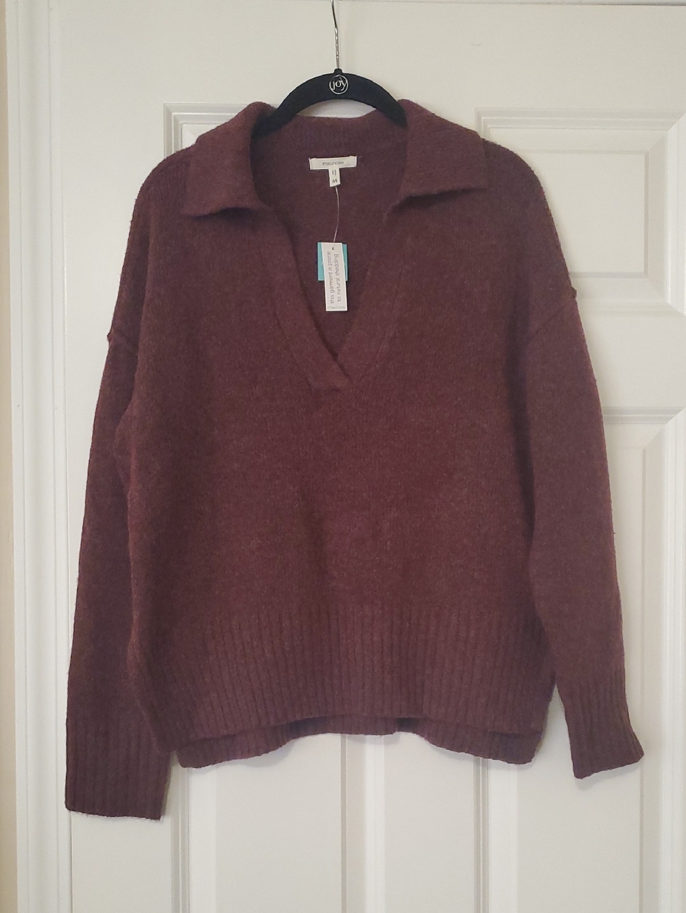 Maurices V-Neck Collared Sweater - Dark Burgundy